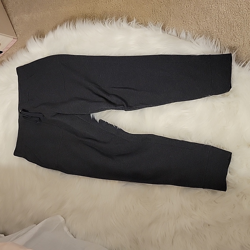 Ann Taylor Loft charcoal gray pullon pant drawstring 4pocket fitted cuffs Small…